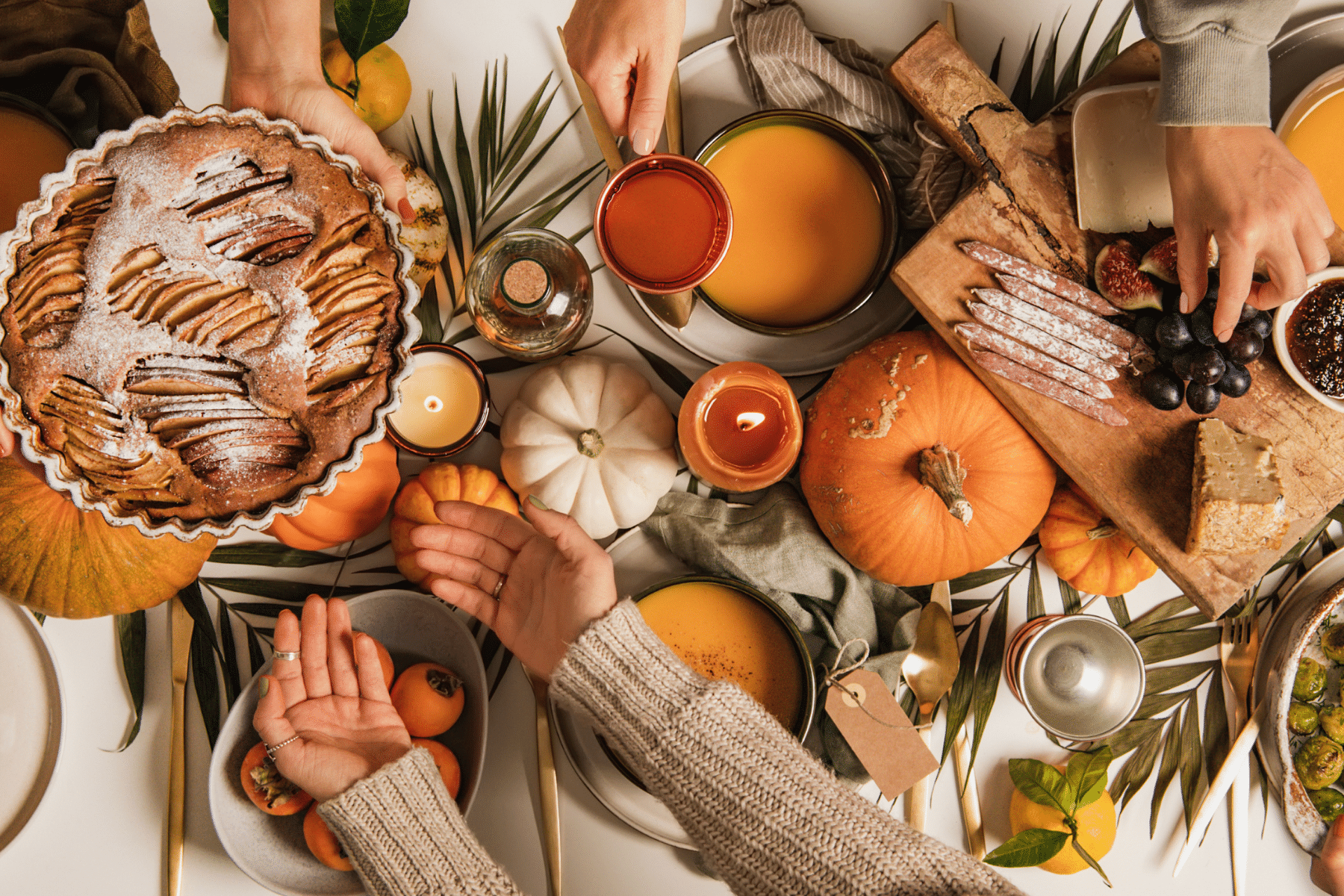 Princeton Properties | a thanksgiving table with food and fruits | apartment Hosting tips